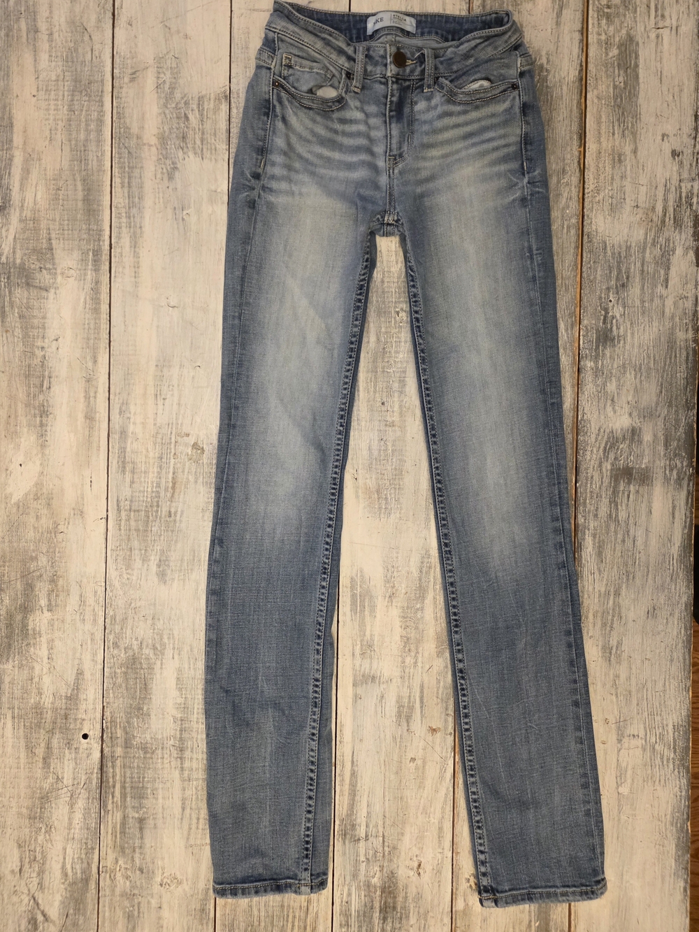 BKE Women's Light Wash Mid Rise Slum Straight Leg Jeans sz 24×31.5